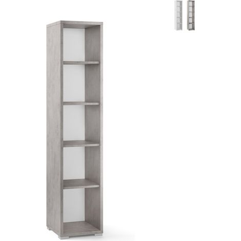 Libreria mobile colonna a giorno multiuso moderno 5 vani Lipp - Grigio (1/5)