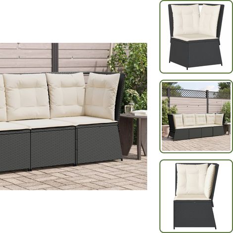 Garten-Ecksofa mit Kissen Schwarz Poly Rattan - Gartensofa - Gartensofas - Outdoor Sofa - Terrassensofa (1/5)