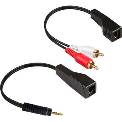 Andowl - Adattatore Cavo Estensione Segnali Audio Da Rj45 Femmina A 2rca / Dc3,5 Mm Maschio Q-rj2 - (1/3)