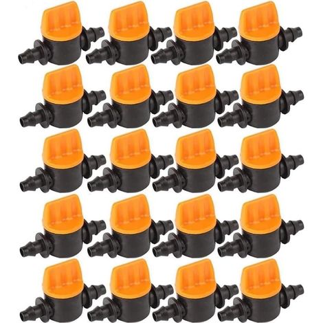 Lot de 40 vannes pour tuyaux d'irrigation, vannes d'arrêt pour irrigation goutte à goutte à embout cannelé de 6,35 mm (1/4 pouce), vannes d'arrêt pour tuyaux d'irrigation (1/5)