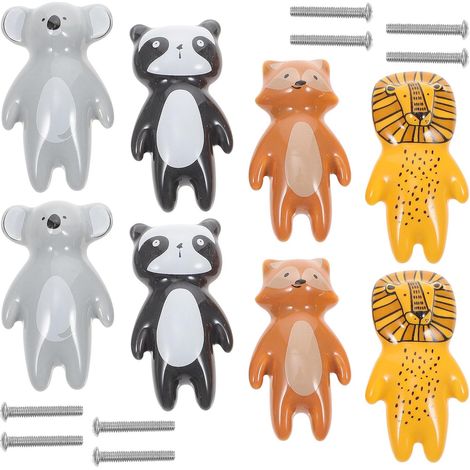 Boutons de porte en céramique forme d'animaux, lot 8 pour meubles (1/5)