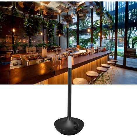 Kabellose LED-Schreibtischlampe, wiederaufladbar, 3 einstellbare Helligkeitsstufen, Schreibtischlampe im Kerzenstil, Esstischlampe, Stimmungslichtlampe, USB-C LED-Nachttischlampe, schwarz. (1/5)