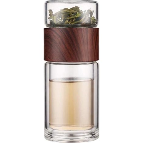 Doppelwandiger Glas-Tee-Ei, Glasbecher, Wasserflasche, Trinkbecher, Reisebecher, Teetasse, 300-ml-Flasche (1/4)