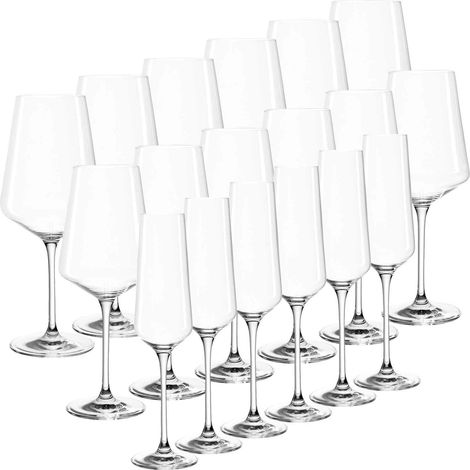 Lot de 18 verres en cristal pour champagne, vin rouge, vin blanc (1/3)