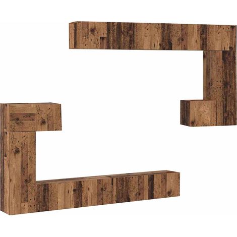 Meubles TV mural 4 pcs Armoires TV suspendues - Bois Ancien Bois d'ingénierie fr2730 - Maison La Vie (1/5)
