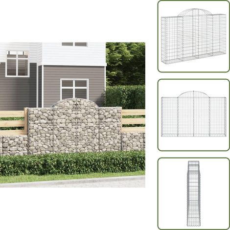 Panier de gabions arqué 200x30x120/140 cm Fer galvanisé - Paniers De Gabions - Mur De Gabions - Clôture Végétale - Décoration Jardin - Séparation Jardin (1/5)