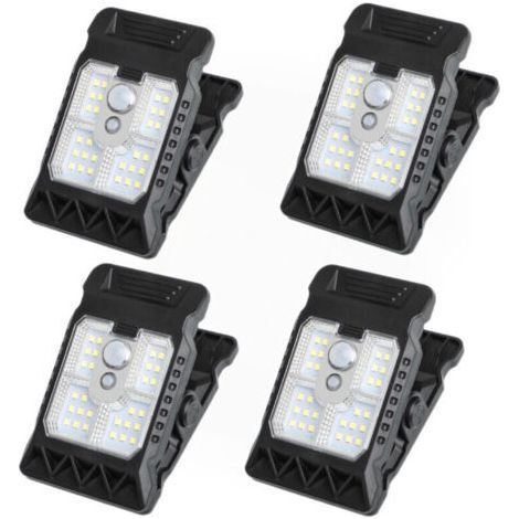 Lot de 4 lampes solaires à pince (11.2 cm) avec détecteur de mouvement et étanches. idéales pour clôtures. arbres. terrasses et allées. (1/4)