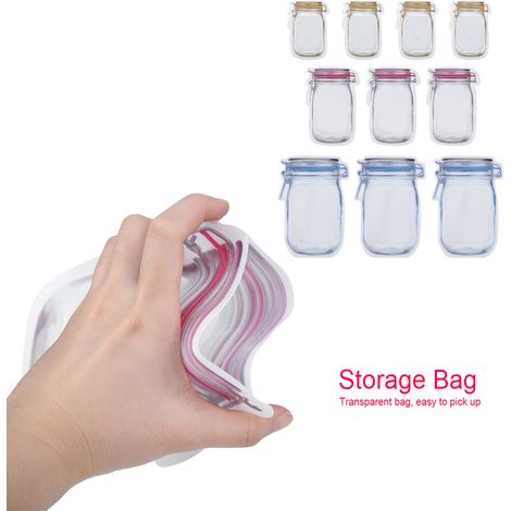 Lot de 10 sacs de conservation transparents et portables, multifonctionnels, à motif de bouteille, pour les collations (1/5)