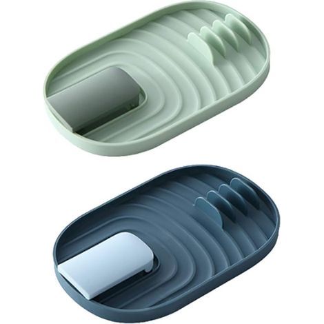 Support de Repose Ustensiles de Cuisine, 2 Pièces Support de Couvercle de Pot, étagère de Repos de Cuillère pour Ustensiles de Cuisine, Vaisselle, Couvercles (Vert et Bleu)-Fei Yu (1/5)