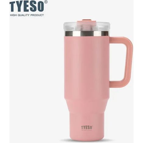 (Rose, 900 ml) Mug isotherme en acier inoxydable avec poignée et paille peut contenir des glaçons ou du café isolation sous vide.