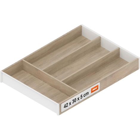 range-couverts organiseur de tiroir pour cuisines et meubles modernes trie et range couverts avec clarté avec pieds antidérapants 42×30×5 cm Chêne Bardolino (1/5)