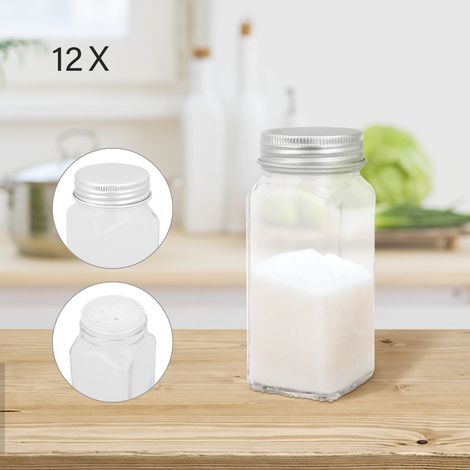 12Pcs Glass Spice Jars Square Empty Seasonings Bottles with Shaker Lids Airtight Salt Container for Spice Herbs Seed and Small Items Storage (1/5)