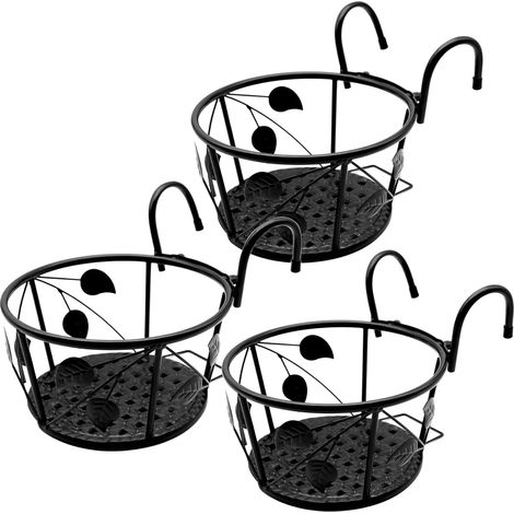 Paniers de Fleurs à Suspendre en Fer forgé pour la Maison, Les balcons, Produits en Fer pour Plantes cultivées à la Maison (Noir) (1/5)