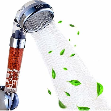 Pommeau de douche - Douchette à main - Douche à effet pluie - Pommeau de douche à surpression - 248 cm - Transparent et argenté - Haute pression - Anticalcaire - Économie d'eau - Système de filtration (1/4)