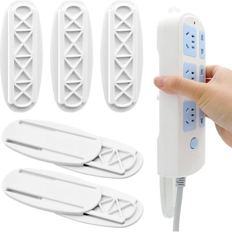 Lot de 5 supports adhésifs pour multiprise, système de gestion des câbles sans perçage (1/5)
