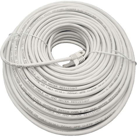 Câble Ethernet blindé industriel extérieur CAT6A de 100 pieds (26 AWG) - Blanc (E09-100W-OUT) (1/3)