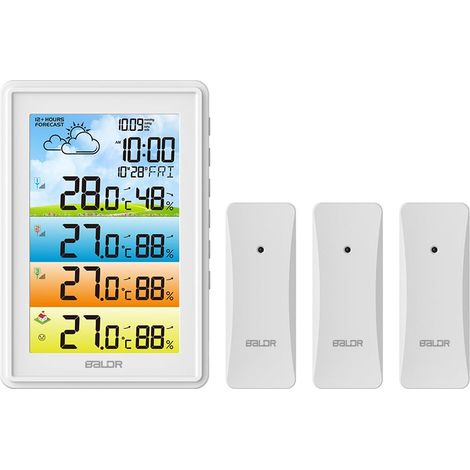 Station météo sans fil – 3 capteurs extérieurs – Affichage LCD rétroéclairé – Plage de température -40°C à 60°C – Alimentation secteur ou piles AAA (1/4)