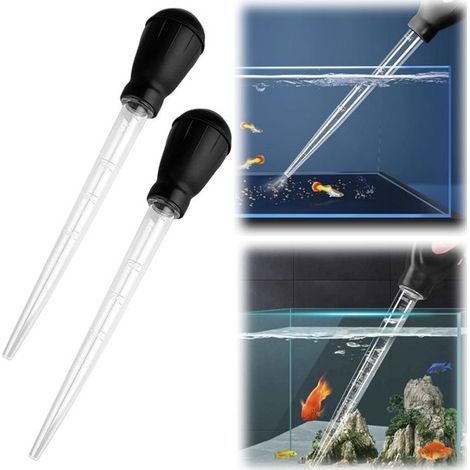 2 pipette, strumento per il cambio dell'acqua dell'acquario, strumento per la pulizia dell'acquario, distributore di cibo per meduse, tubo gocciolatore manuale per l'alimentazione dei pesci (1/5)