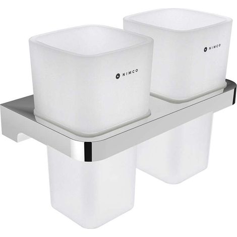 Nimco Maya - Zahnbürsten- und Zahnpastadose mit Halter, mattiertes Glas/Chrom MA 29058D-H-26