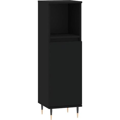 vidaXL Badezimmer-Schrank schwarz 30x30x100 cm MDF
