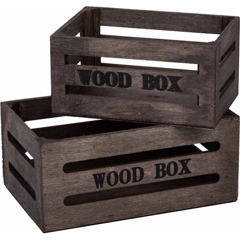 Cajones de madera set 2 piezas marron 20x13x09-16x11x08h cm (1/5)