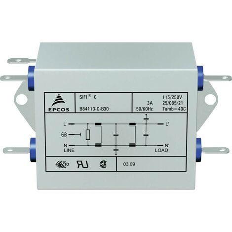 Filtre antiparasite TDK B84113CB30 ignifugé 250 V/AC 3 A 4.7 mH (L x l x H) 89.5 x 50.8 x 38.1 mm 1 pc(s) (1/3)