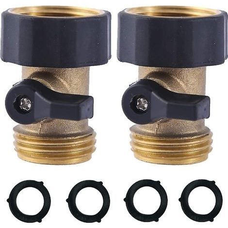 Vanne d'arrét en laiton robuste pour tuyau d'arrosage connecteur de tuyau d'arrosage (2 piéces) + 4 pressions supplémentaires (1/5)