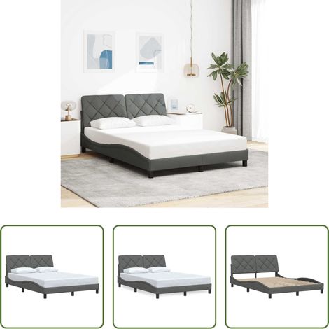 vidaXL Kopfteil -  Bettgestell ohne Matratze Dunkelgrau 120x200 cm Stoff (1/5)