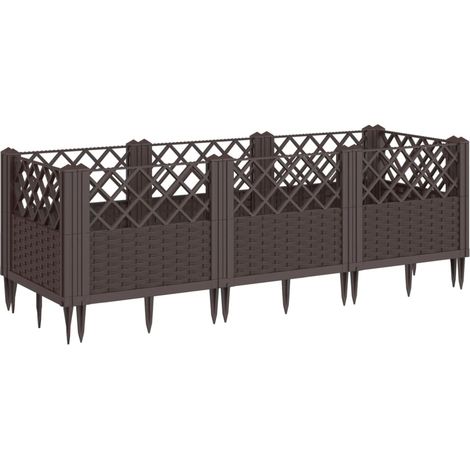 Maison Exclusive - Jardinera con clavijas PP marrón 123,5x43,5x43