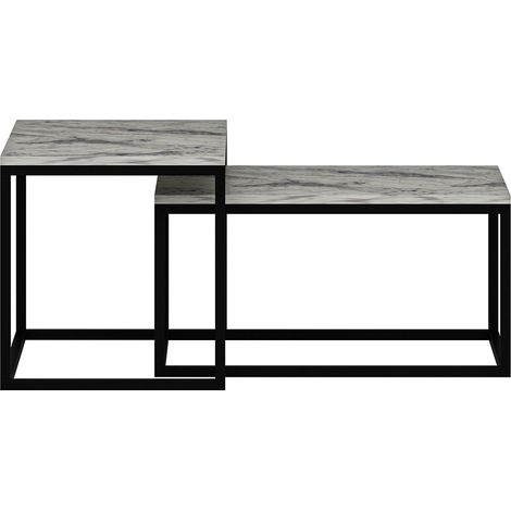 Ensemble de 2 tables basses encastrables effet marbre (1/5)