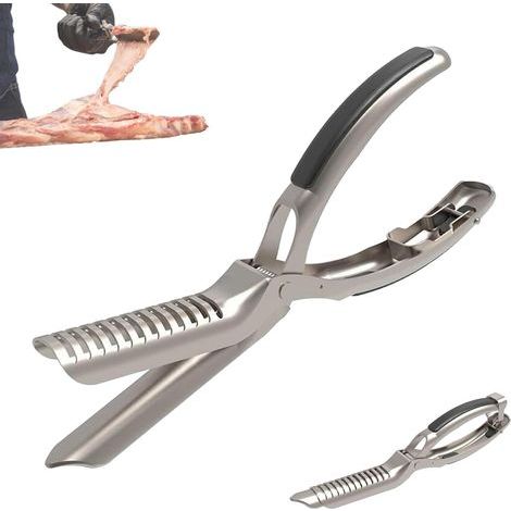 Rippchenhautentferner aus Edelstahl, BBQ-Rippchenhautentferner, Grillküchenhelfer, mit gebogener Zange und rutschfestem Griff 1851,8 cm (1 Stück) (1/5)