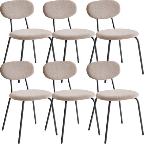 Wokaka lot de 6 chaises – Chaises de salle à manger minimalistes – Chaises en métal – avec dossier rembourré (Beige) (1/5)
