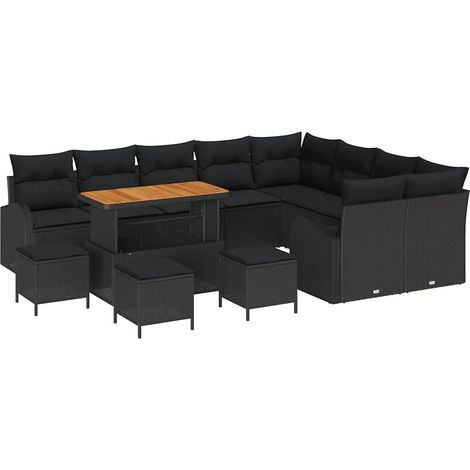 Maison Exclusive - Set Divano da Giardino 13 pz 12-Numero di posti Nero (1/5)