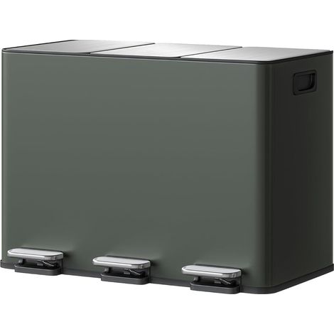 Poubelle tri sélectif 45L 3 compartiments à pédale métal