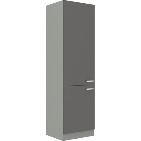 Küchen Hochschrank 60cm Hochglanz Grau Küchenzeile Küchenblock Küche Grey Bianca