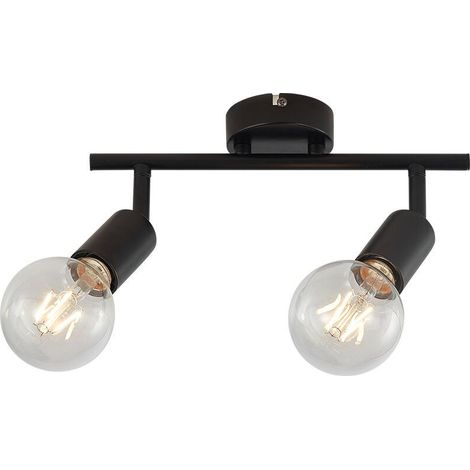 Plafonnier LED décoratif 2xE27 23W IP20 – Noir (1/4)