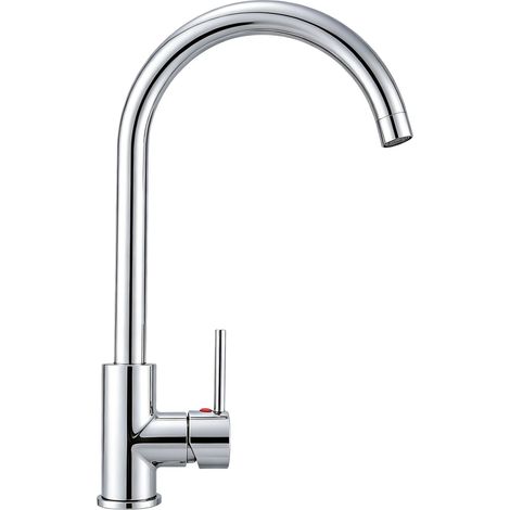AICA Messingkern Küchenarmatur Einhandmischer 38cm Hochbogen 360° schwenkbar Wasserhahn für Küche Chrom