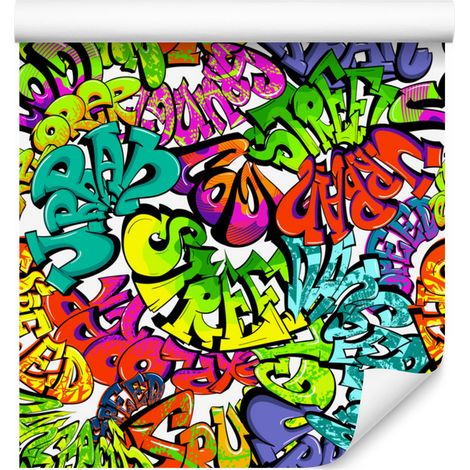 Carta da parati graffiti multicolore per soggiorno e camera da letto, 50x1000 cm (1/5)