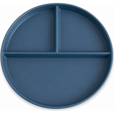 Assiette de régime 3 compartiments, bleu foncé — assiette portionnée en paille de blé pour le contrôle des portions (1/5)