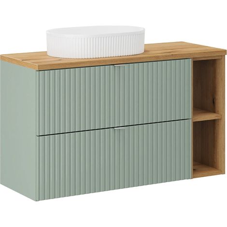 Mobile bagno con lavabo Jade verde e marrone 100cm (1/5)