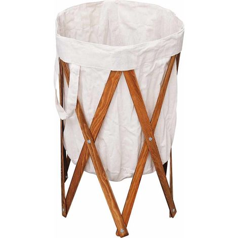 Maison Exclusive - Cesto della Biancheria Pieghevole Crema Legno e Tessuto (1/5)