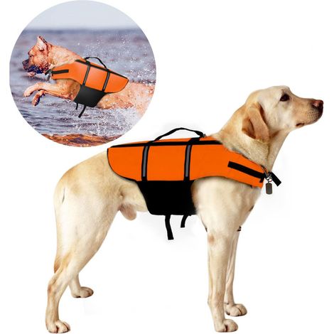 Poppypet Dog Life Vest, Aqua-Top Dog Life Vest, Swimming Training for Dogs, Orange