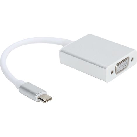Adaptateur USB-C vers VGA argenté compact, convertisseur mâle-femelle compatible avec OS X (1/5)