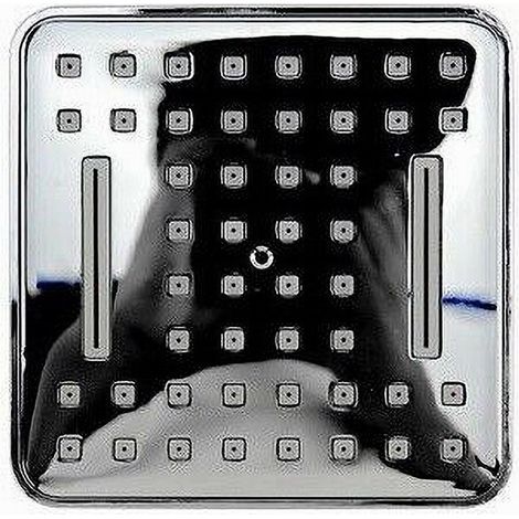 TRADE SHOP - Soffione Doccia Quadrato 10 Cm Ugelli Fori Bagno Miscelatore Con Attacchi 69285 -