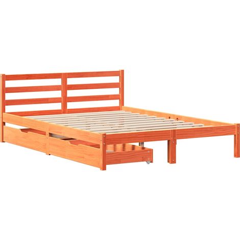 Cadre de lit sans matelas cire marron 150x200cm bois pin massif vidaXL (1/5)