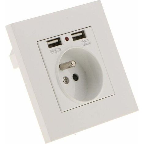 Prise Murale, Prise Electrique Murale avec Double USB 5V/2100mA, Prise Encastrable avec 2 Ports de USB Pratique et Manialble (1/3)