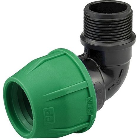 Codo macho 20mm x 1/2" PN16 en PP marca Hortilox