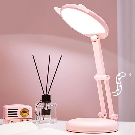 LED-Lampe, Kinderschreibtischlampe, Katzenohr-Nachttischlampe für Mädchen in Rosa, Tischleuchte (1/5)