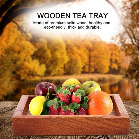 Plateau en Bois Massif pour Thé, Café, Sushi et Snacks - Plateau de Service pour Café et Restaurant (12.5x12.5 cm) (1/5)