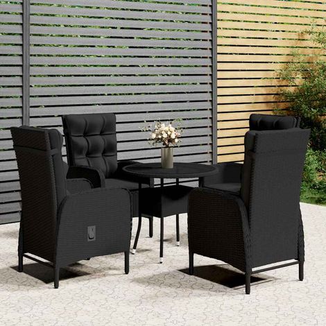 Ensemble Table + 4 chaises de bistro - Table à manger avec Chaises Résine tressée Noir BV735758 - BonneVie (1/5)